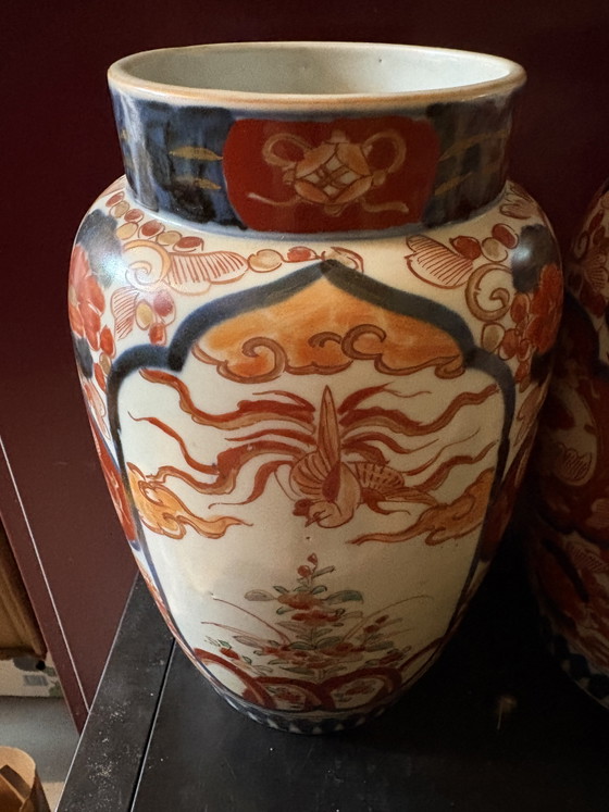 Set of Antique Japanese Imari Vases, 25cm High – Porcelain (photo 3 of 9)