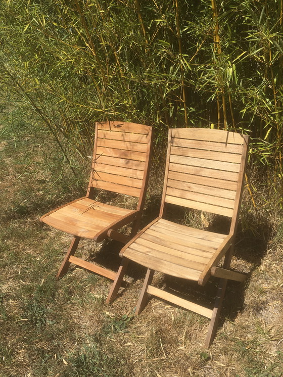 Image 1 of Pair of vintage folding garden chairs