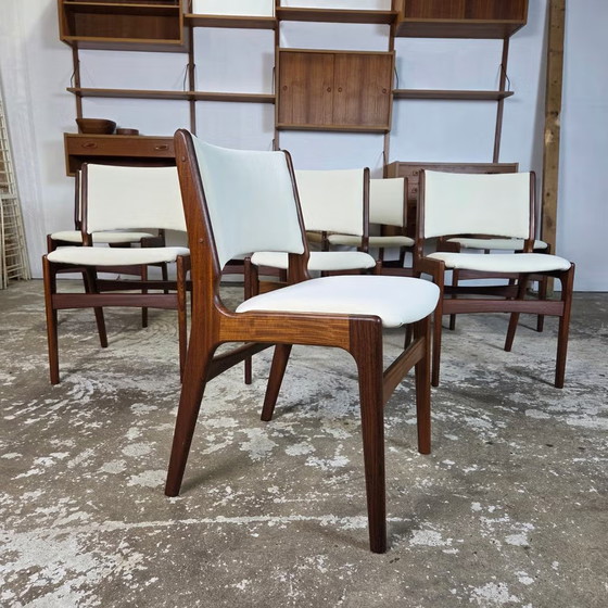Erik Buch modello 89 sedia danese in teak vintage anni '60 – Anderstrup Møbelfabrik, Sedie da pranzo, Tessile (photo 3 of 16)