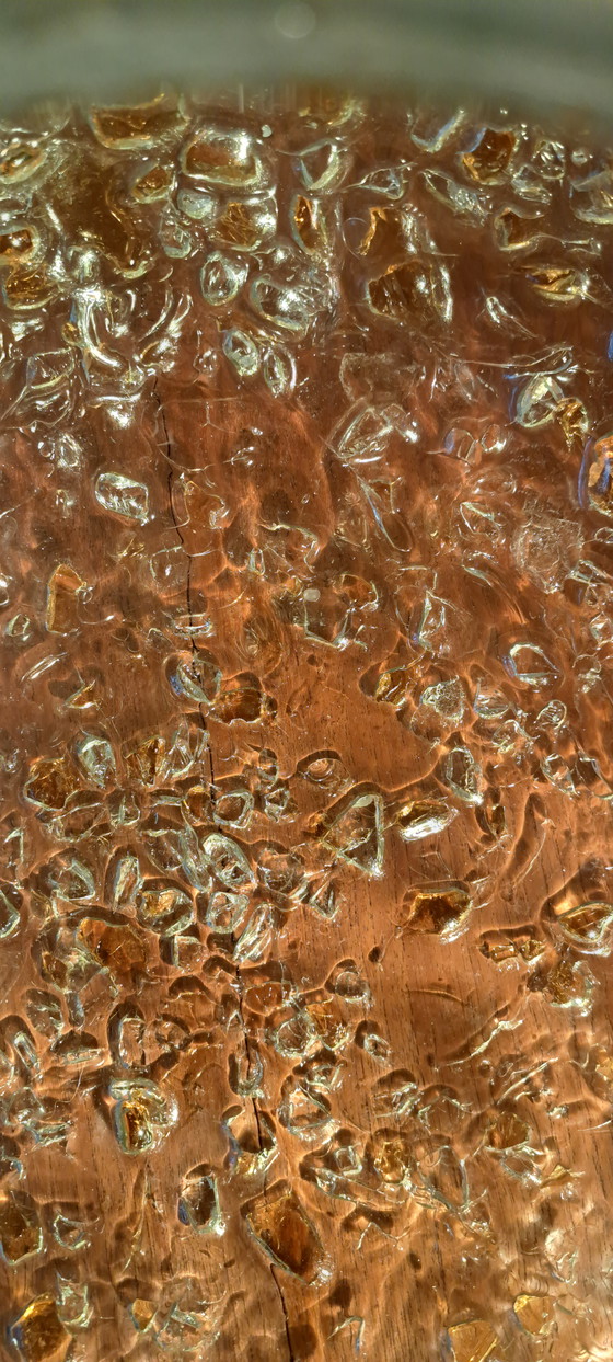 Image 1 of 🟡 Doria Pendant Lamp 1970 – Oval Structured Glass Ø40 cm – Brass – Mid Century Vintage