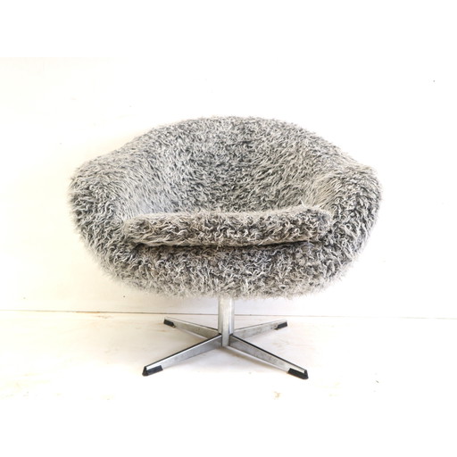 Gray Swivel Armchair With Metal Star Leg Made In The 1970s