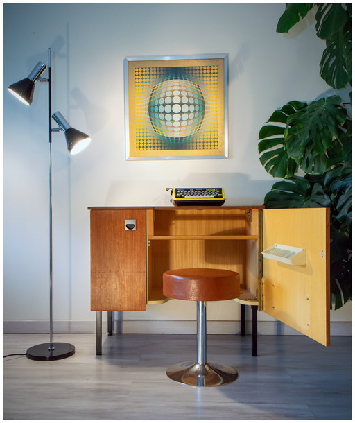Buffet/bureau moderniste année 60, teck