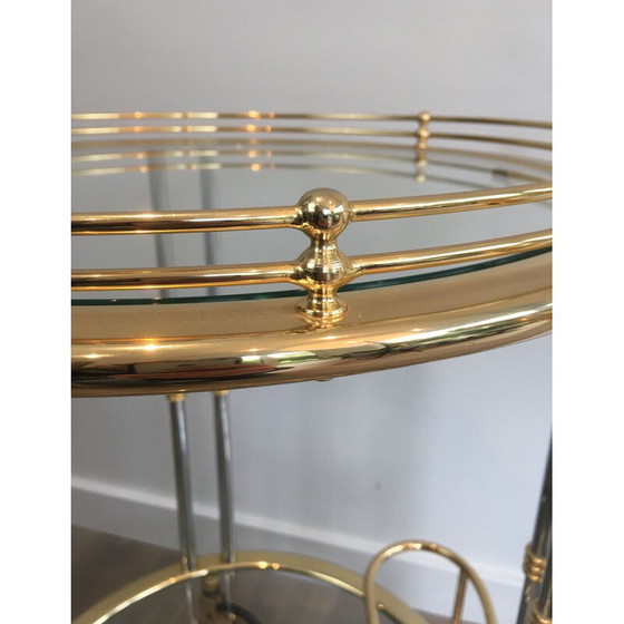 Image 1 of Vintage rolling table in gunmetal patina and gilded metal, 1970