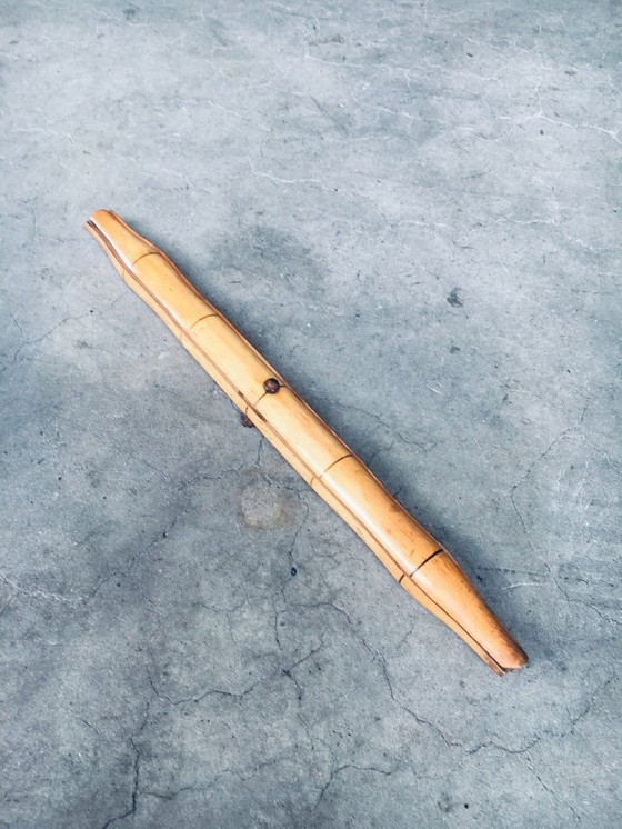 Image 1 of Vintage 1970's Design Faux Bamboo Folding Tripod Side Table