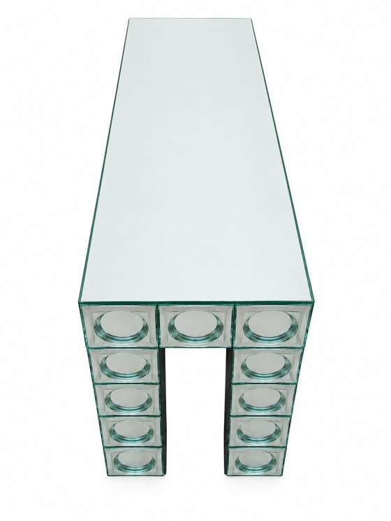 Consolle in vetro con piastrelle a specchio curve argentate tavolo d'ingresso – Console, Glass (photo 5 of 9)