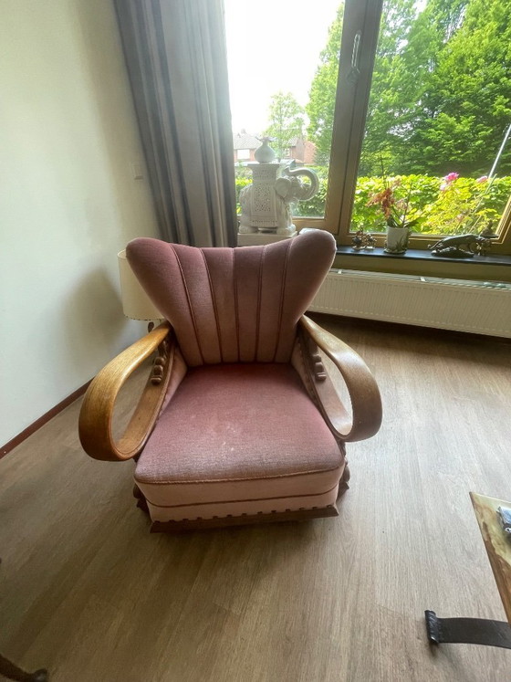 Image 1 of Set van 4 Art Deco fauteuils (ca. 1920-1950) | Opnieuw bekleed met roze fluweel