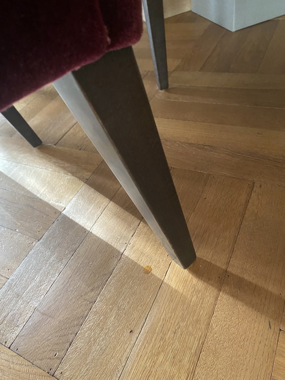 Image 1 of 6 sedie da pranzo in velluto bordeaux di Bench