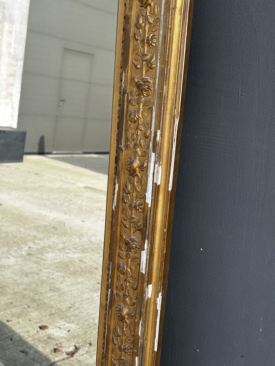 Image 1 of Antique Napoléon III pediment mirror – gilded wood – approx. 1870 – 215 cm
