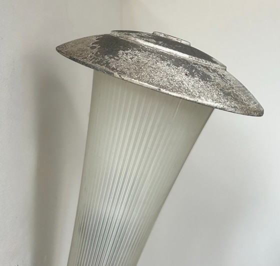 Image 1 of Vintage holophane wall lamp, metal and striated glass, France 1940