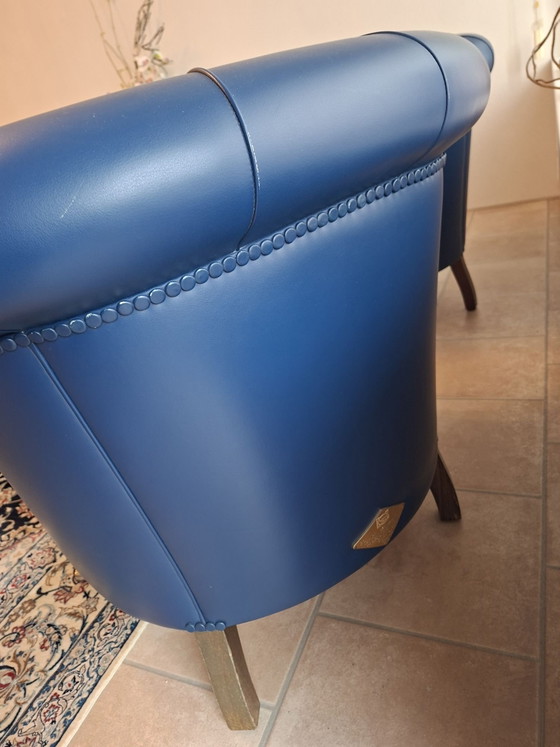 Poltrona Frau 2 Sillones, Cuero, Madera, Azul (foto 5 de 5)