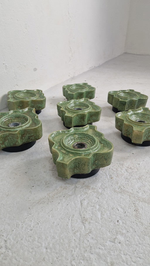 7 appliques murales ou lampes de table allemandes en céramique des années 1970