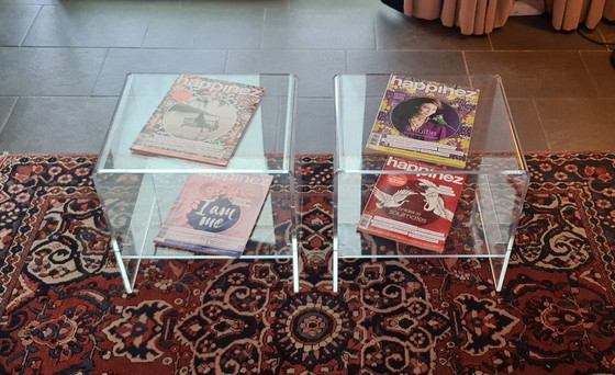 Image 1 of Mid-Century Lucite
plexiglass side table from the 1970s