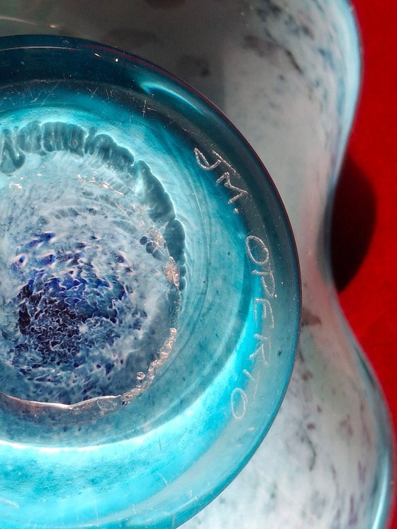 Image 1 of Zeldzame grote Jean-Michel Operto glazen kom, gesigneerd, 23 cm