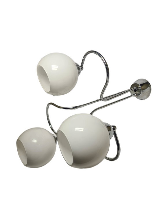 Lampadario in stile Art Déco, Polonia, anni '70 – Glass, Chrome (photo 5 of 10)