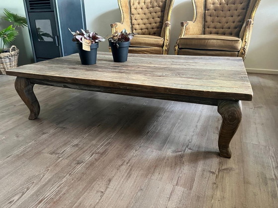 Prachtige oud teak houten salontafel – Wood (photo 3 of 6)