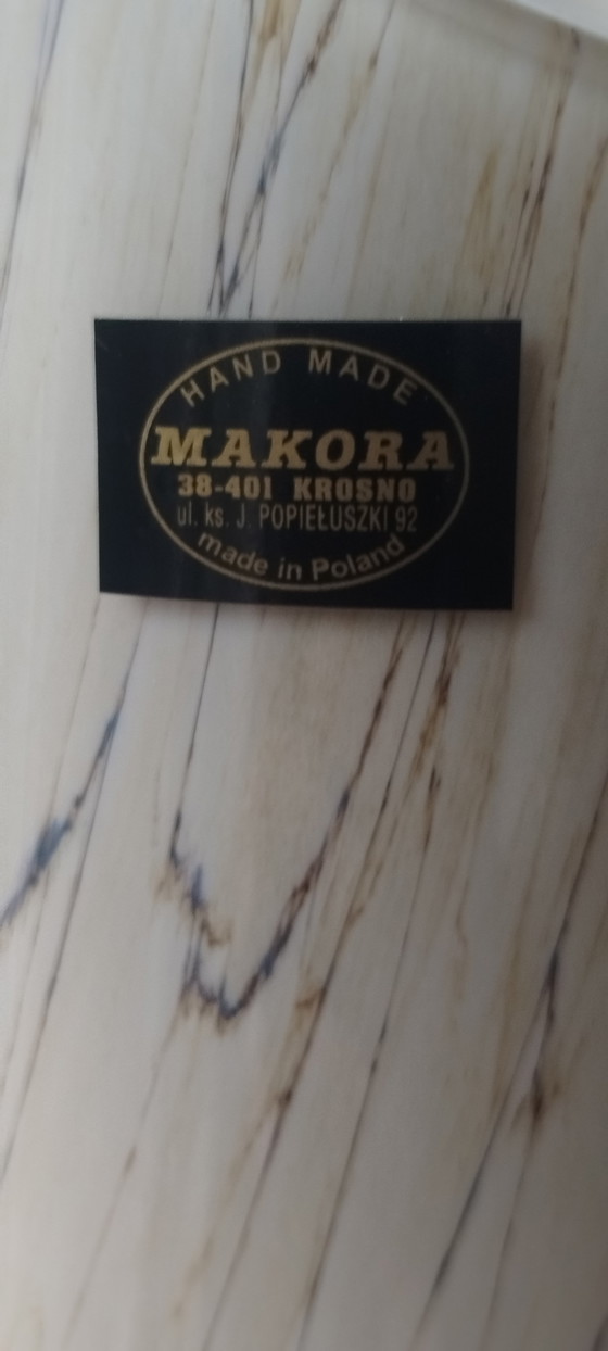 Image 1 of Monumental Makora Krosno Floor Vase – 100cm – 'Tiger Swirl' & Cobalt