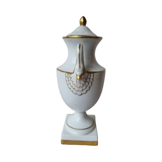Image 1 of Portuguese porcelain swan lid vase, 2nd half 20th century