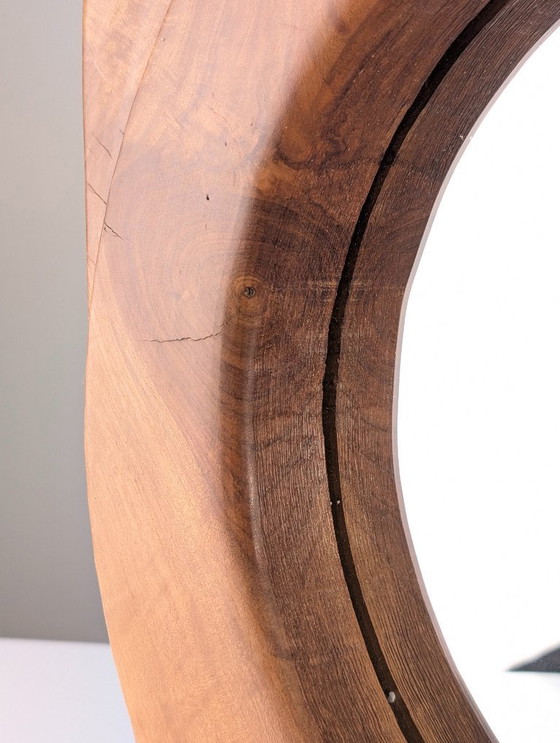 Image 1 of Biomorphic Wall Mirror in Solid Walnut, Organic Design, France, 1960s