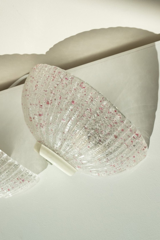 Image 1 of Set di 2 lampade da parete vintage in Murano con macchie rosa