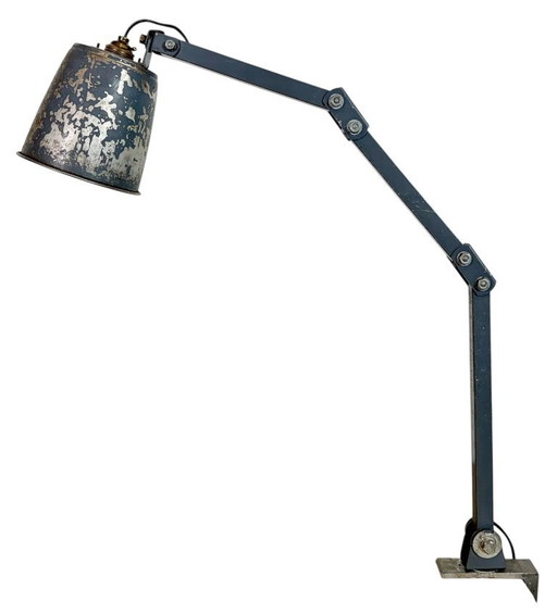 Industriële, grijze, verstelbare tafellamp van Memlite, jaren 60.