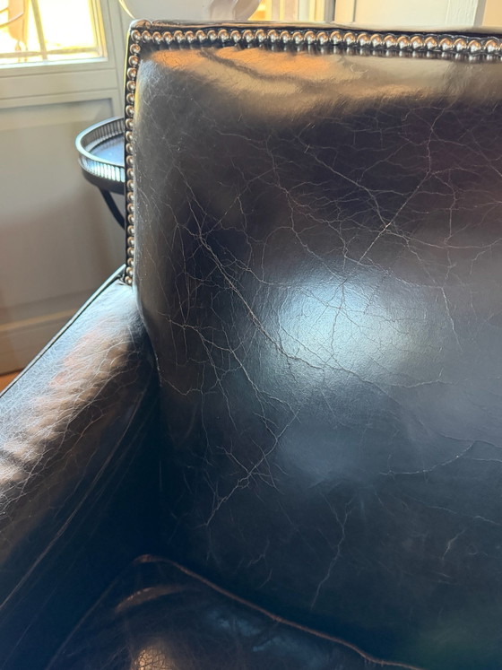 Pair of Dialma Brown Armchairs in genuine vintage black leather (photo 8 of 10)