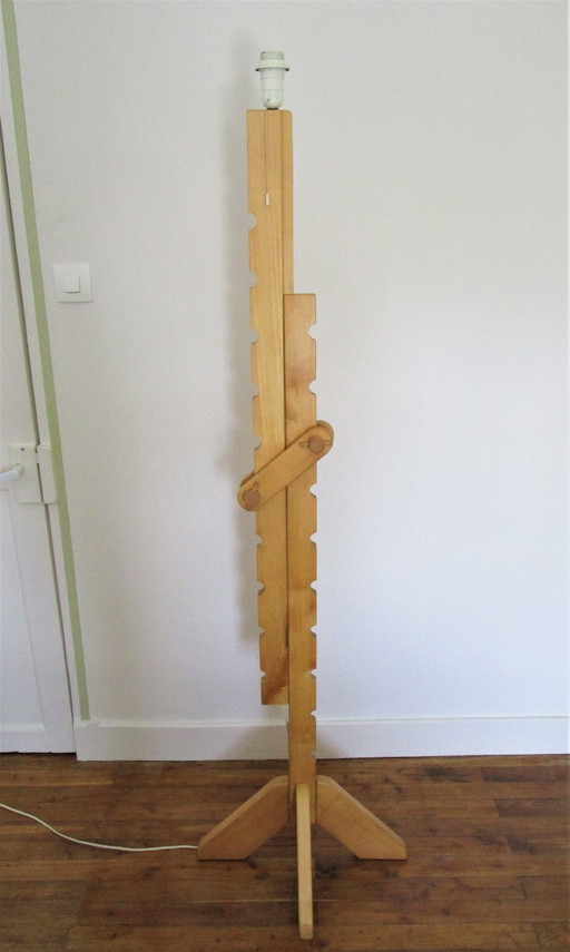 massief beuken vloerlamp met systeem