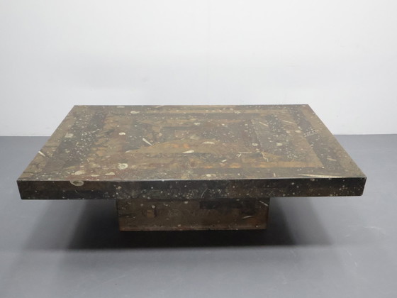 Image 1 of Vintage coffee table Laauser Natural stone fossil