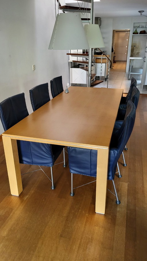 6 x Montis Chaplin dining room chair, blue leather