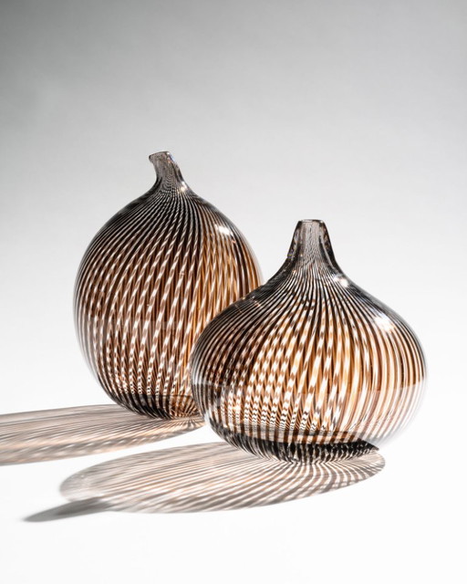 Rosenthal Glasstudio Filigrana Vase Duo – Mario Colelli & Hertha Bengtson · Limited Edition Art Glass, Germany