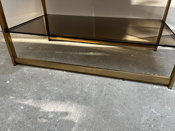 Image 1 of Vetrina aperta in ottone vintage con vetro fumé