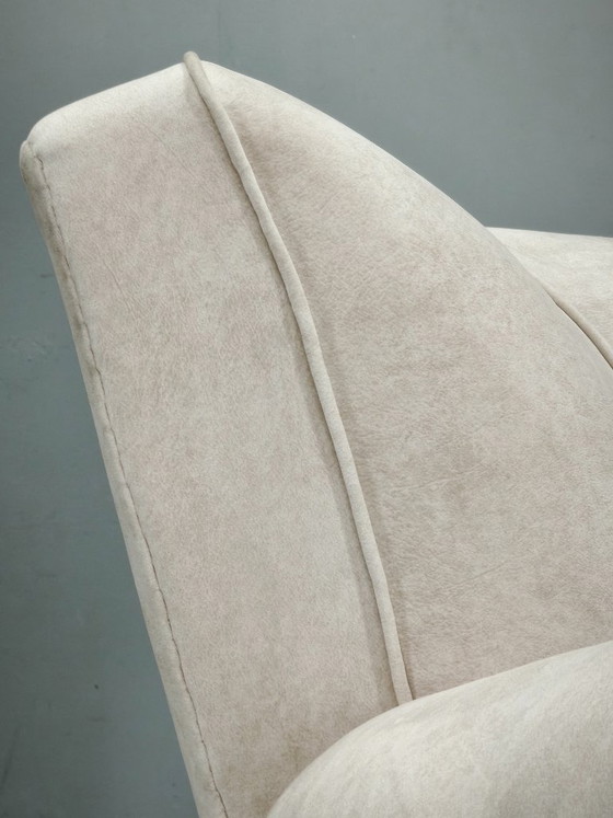 Image 1 of Italian Lounge Armchair in Beech Wood, Newly Upholstered, 1950s