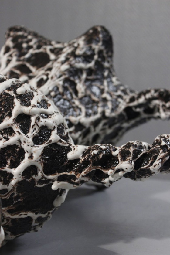 Image 1 of Marius Giuge a Vallauris - Vaso brutalista in ceramica smaltata con lava, anni '50