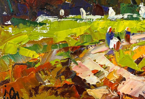 Image 1 of Original Oil Painting Summer Forest Landscape In the evening calm