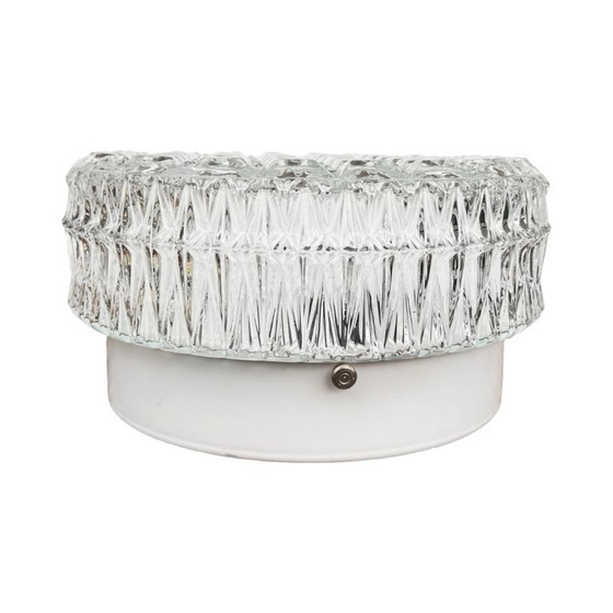 Image 1 of Lampada da soffitto/parete in cristallo Kamenický Šenov, anni '70 | Stile Bruxelles | Ottime condizioni