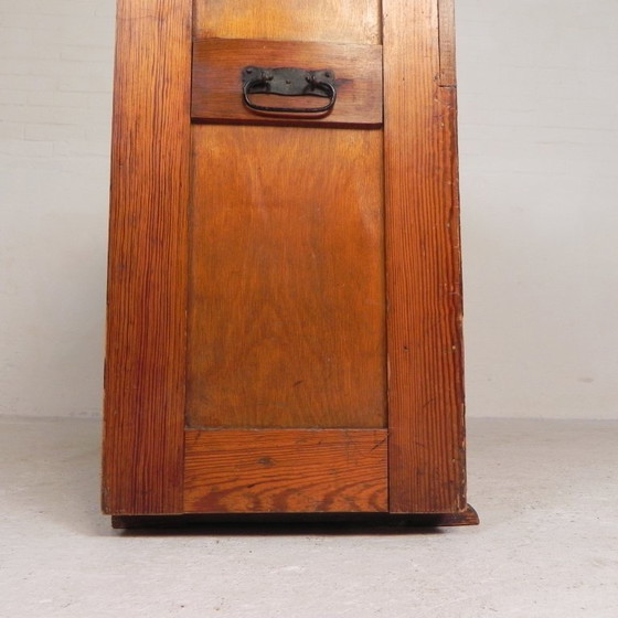 Pine school chart cabinet, architect's cabinet, map cabinet, 1930s, Storage cabinet, Wood, Brown (photo 13 of 25)