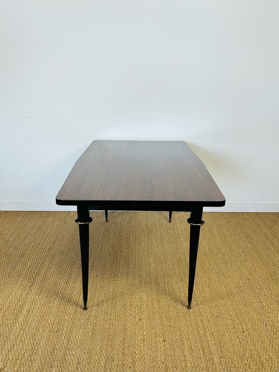 Image 1 of Table de salle à manger art déco en ébène de macassar et marqueterie, 1940