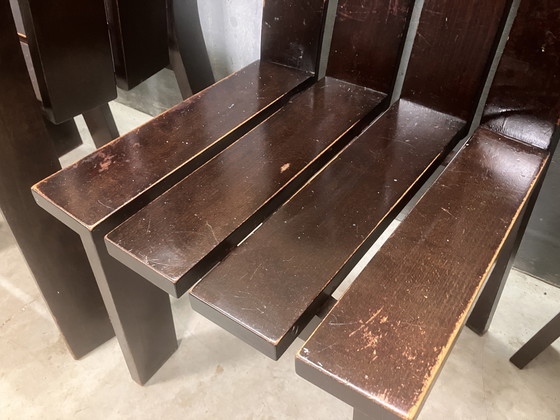 Image 1 of Modernist Braun 4 Stühle Brutalist Siebziger Jahre