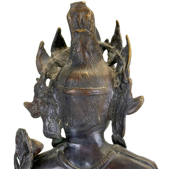 Antigua Tara Verde de Bronce Nepalí - Arte Newar - Valle de Katmandú - Siglo XIX - 68.5 cm – Esculturas (photo 9 of 11)