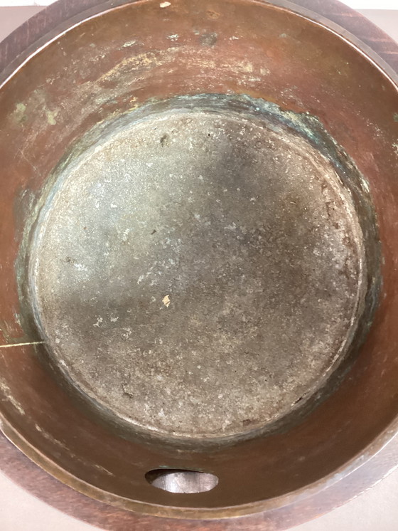 Image 1 of Table à plantes antique 2 étages en osier et rotin