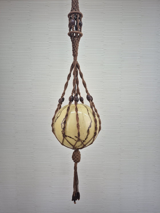 Image 1 of Temde Leuchten hanglamp. Vintage jaren 70 macrame lamp.