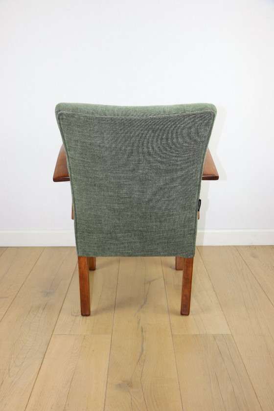 Image 1 of Bent vintage Art Deco loft armchair olive green