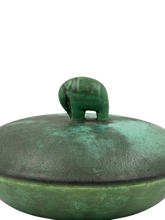 Image 1 of Art deco cuenco de cerámica verde / vide poche, Angelo Biancini, Società Ceramica Italiana, Laveno Italia 1930s