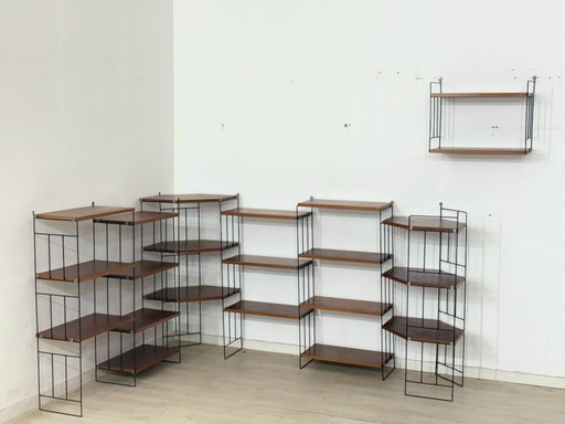 Modulaire wandplank in mid-century stijl - jaren 60 / String Shelf