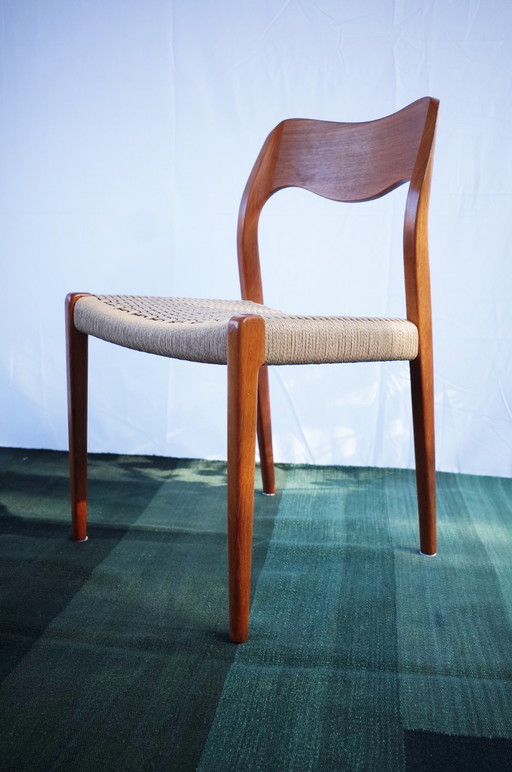 1 of 4 Niels O. Møller Danish teak chairs model 71 wickerwork