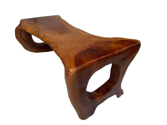 Image 1 of Mesa de diseño estilo tronco de árbol: madera maciza de caoba de una sola pieza