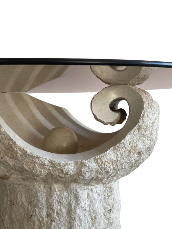 Image 1 of Vintage dining table in Mactan stone and glass by Magnussen Ponte, 1980