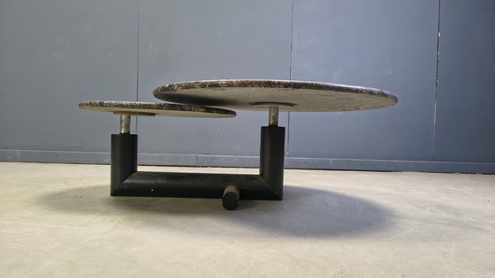 Image 1 of Two tier marble pivoting top coffee table by roche Bobois, 1980s