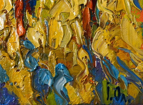 Image 1 of Original Oil Painting Colorful Nature Landscape Spring silence where you hear own heart