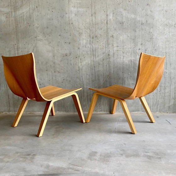 Image 1 of Unique Plywood Curved Oak Design Armchairs