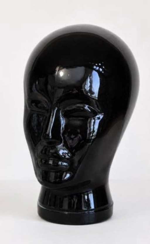 Testa di manichino in vetro vintage di colore nero – decoratieve objecten, Glass (photo 2 of 5)